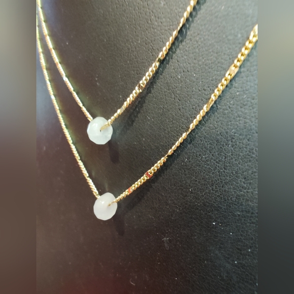 Lenny & Eva Rose Quartz Single Bead On Gold Tone Double-Layer Necklace - Picture 6 of 6